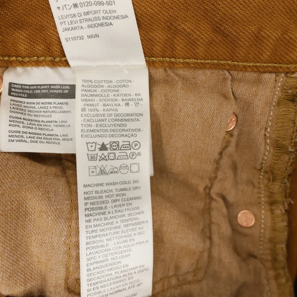 Levis 501 Jeans Mens 34x34 Brown Original Fit Straight Leg Button Fly Denim